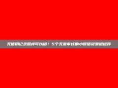 无信用记录照样可以借？5个无需审核的小额借贷渠道推荐