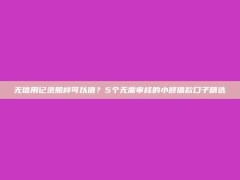 无信用记录照样可以借？5个无需审核的小额借款口子精选