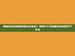 哪些贷款渠道的审批比较宽松？揭晓5个灵活借贷选择的口子平台