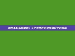 信用不好依然能借？5个免条件的小额借款平台展示