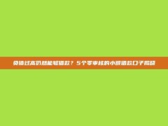 负债过高仍然能够借款？5个零审核的小额借款口子揭晓