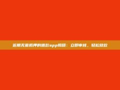 近期无需抵押的借款app揭晓：立即审核，轻松放款