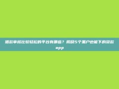 借款审核比较轻松的平台有哪些？揭晓5个黑户也能下的贷款app