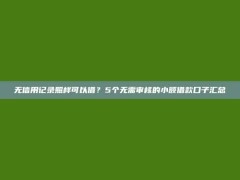 无信用记录照样可以借？5个无需审核的小额借款口子汇总