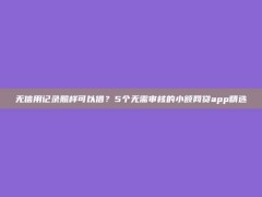 无信用记录照样可以借？5个无需审核的小额网贷app精选