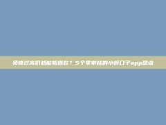 负债过高仍然能够借款？5个零审核的小额口子app盘点