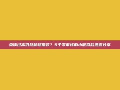 负债过高仍然能够借款？5个零审核的小额贷款通道分享