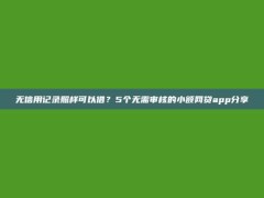 无信用记录照样可以借？5个无需审核的小额网贷app分享