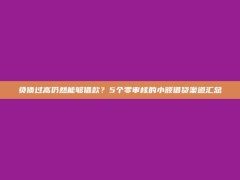 负债过高仍然能够借款？5个零审核的小额借贷渠道汇总