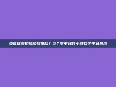 负债过高仍然能够借款？5个零审核的小额口子平台展示