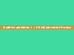 低信用评分也能获得贷款？5个不查征信的小额融资平台总结