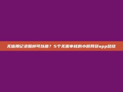 无信用记录照样可以借？5个无需审核的小额网贷app总结