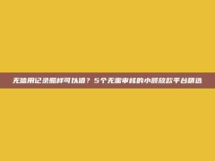 无信用记录照样可以借？5个无需审核的小额放款平台精选