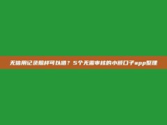 无信用记录照样可以借？5个无需审核的小额口子app整理