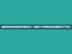 信用不良还有哪些可用贷款？揭晓5个简单贷款流程的口子平台