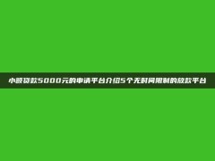 小额贷款5000元的申请平台介绍5个无时间限制的放款平台