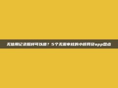 无信用记录照样可以借？5个无需审核的小额网贷app盘点