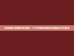 无信用记录照样可以借？5个无需审核的小额借款口子展示