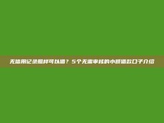 无信用记录照样可以借？5个无需审核的小额借款口子介绍