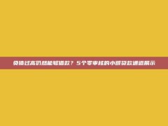 负债过高仍然能够借款？5个零审核的小额贷款通道展示