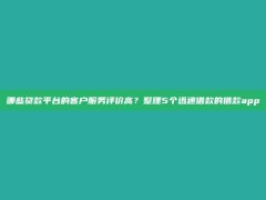 哪些贷款平台的客户服务评价高？整理5个迅速借款的借款app