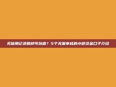 无信用记录照样可以借？5个无需审核的小额资金口子介绍