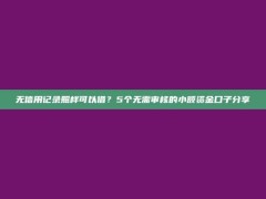 无信用记录照样可以借？5个无需审核的小额资金口子分享