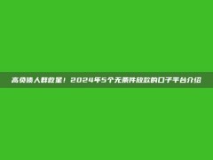 高负债人群救星！2024年5个无条件放款的口子平台介绍