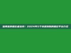 信用差的借款者选择！2024年5个快速到账的借款平台介绍