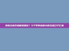 负债过高仍然能够借款？5个零审核的小额资金口子汇编