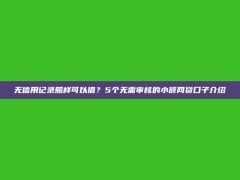 无信用记录照样可以借？5个无需审核的小额网贷口子介绍