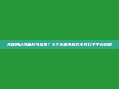 无信用记录照样可以借？5个无需审核的小额口子平台揭晓