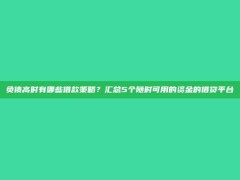 负债高时有哪些借款策略？汇总5个随时可用的资金的借贷平台