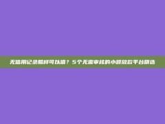 无信用记录照样可以借？5个无需审核的小额放款平台精选