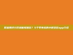 低信用评分仍然能够借款？5个零审核的小额贷款app介绍