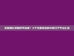 无信用记录照样可以借？5个无需审核的小额口子平台汇总