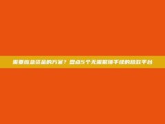 需要应急资金的方案？盘点5个无需繁琐手续的放款平台