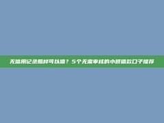 无信用记录照样可以借？5个无需审核的小额借款口子推荐