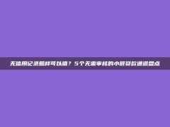 无信用记录照样可以借？5个无需审核的小额贷款通道盘点