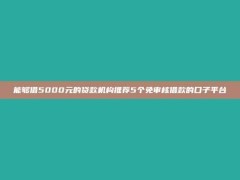 能够借5000元的贷款机构推荐5个免审核借款的口子平台