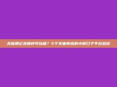 无信用记录照样可以借？5个无需审核的小额口子平台总结