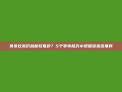 负债过高仍然能够借款？5个零审核的小额借贷渠道推荐