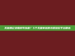 无信用记录照样可以借？5个无需审核的小额放款平台精选