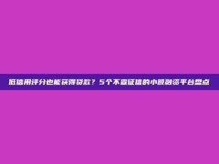 低信用评分也能获得贷款？5个不查征信的小额融资平台盘点