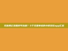 无信用记录照样可以借？5个无需审核的小额贷款app汇总