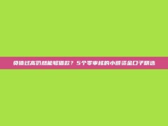 负债过高仍然能够借款？5个零审核的小额资金口子精选