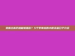 负债过高仍然能够借款？5个零审核的小额资金口子介绍