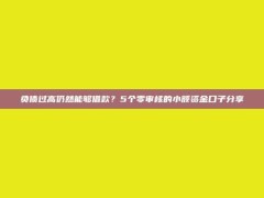 负债过高仍然能够借款？5个零审核的小额资金口子分享