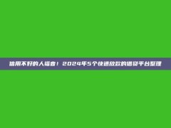 信用不好的人福音！2024年5个快速放款的借贷平台整理