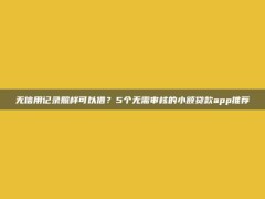 无信用记录照样可以借？5个无需审核的小额贷款app推荐